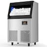 Coolski - Commercial Ice Maker Machine, 200 lbs/24H Freestanding Ice Machine, 35 lbs Bin - Silver