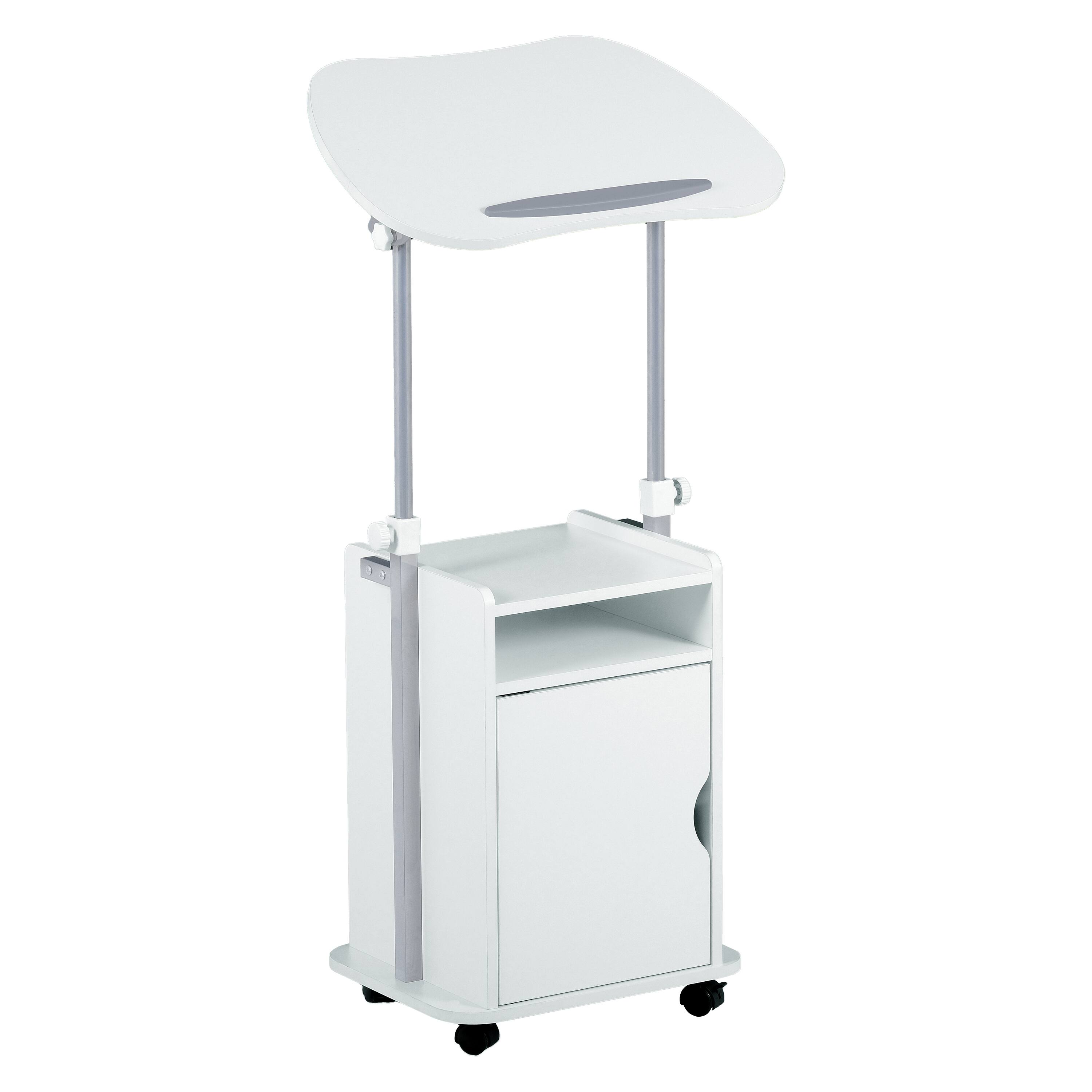 Angle. TinyHomie - Techni Mobili Sit-to-Stand Rolling Adjustable Laptop Cart With Storage White - White.