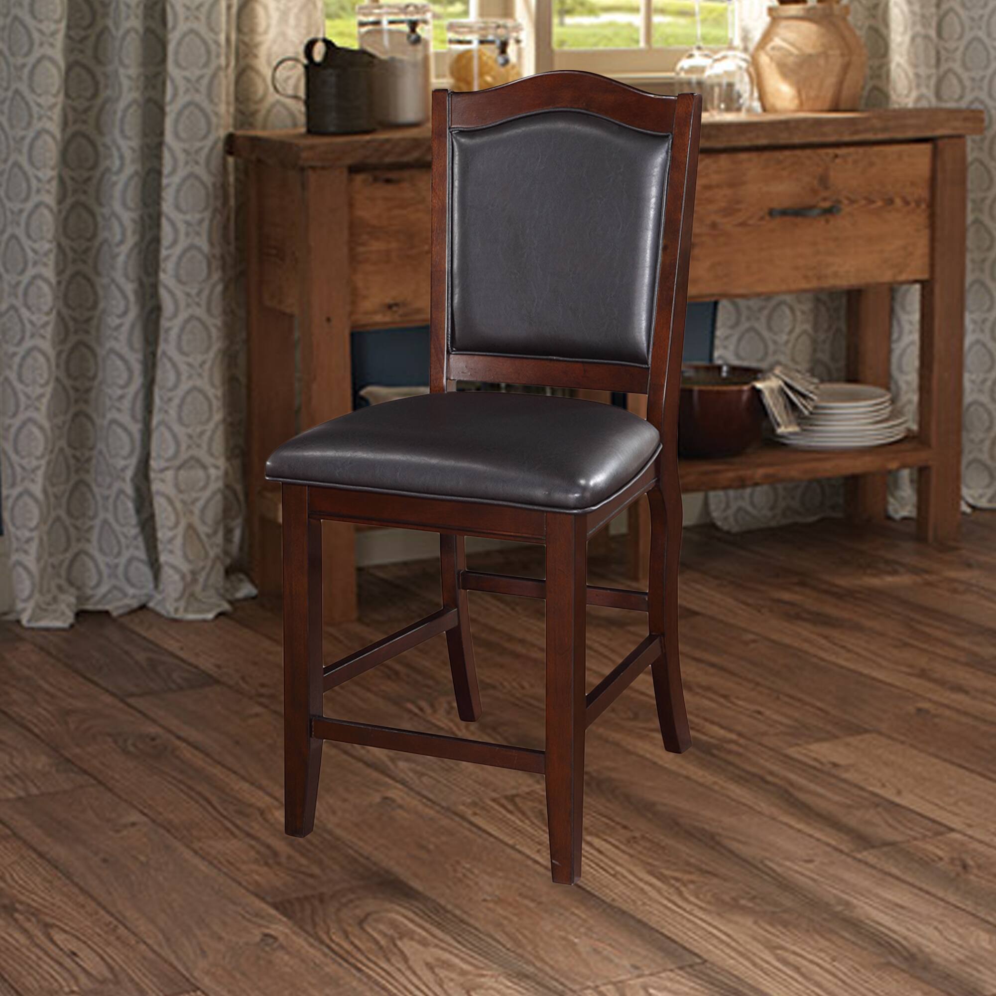 Alt View 5. Manhattan Lane - Wooden Armless High Chair, Espresso Brown & Black, Set of 2 - Brown & Black.
