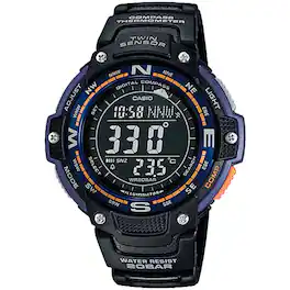 Casio - Men's Outdoor Digital Compass Watch with Blue and Orange Accents - SGW-100-2B - Black