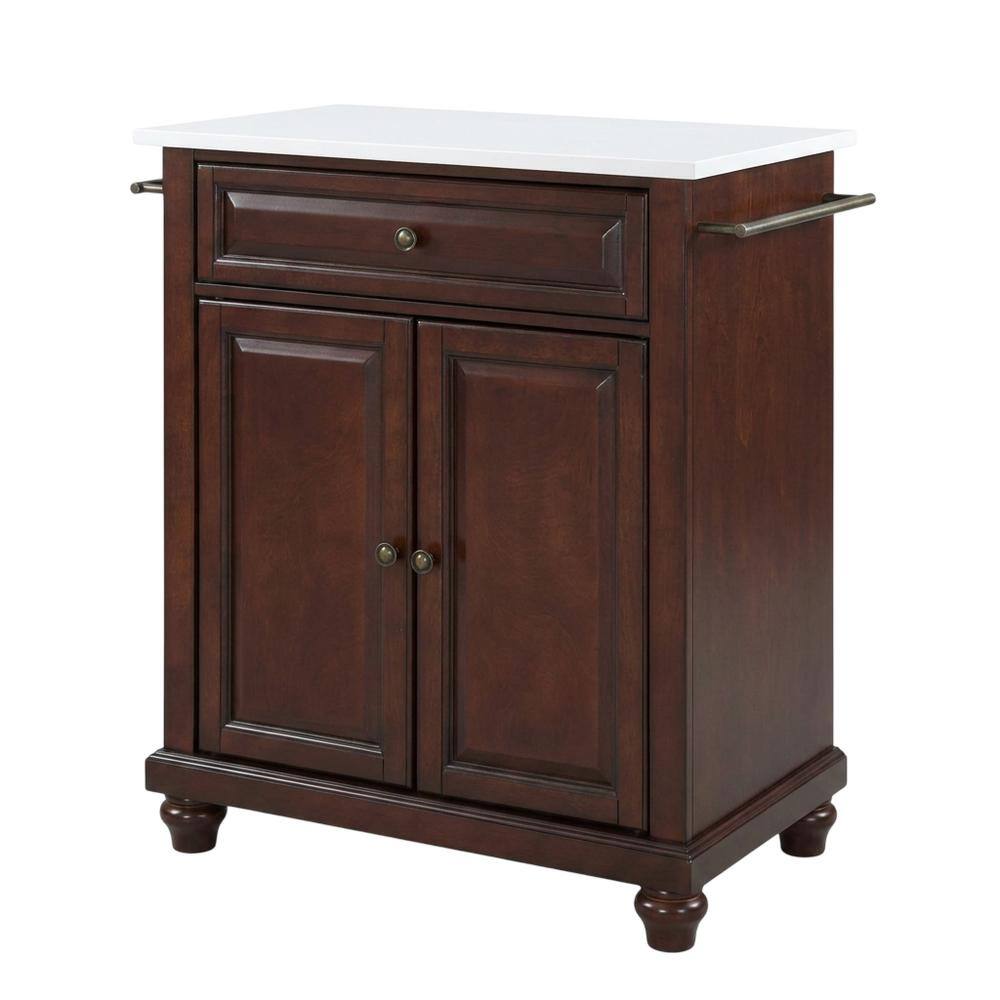 Front. Crosley Furniture - Cambridge Stone Top Portable Kitchen Island/Cart - Mahogany.