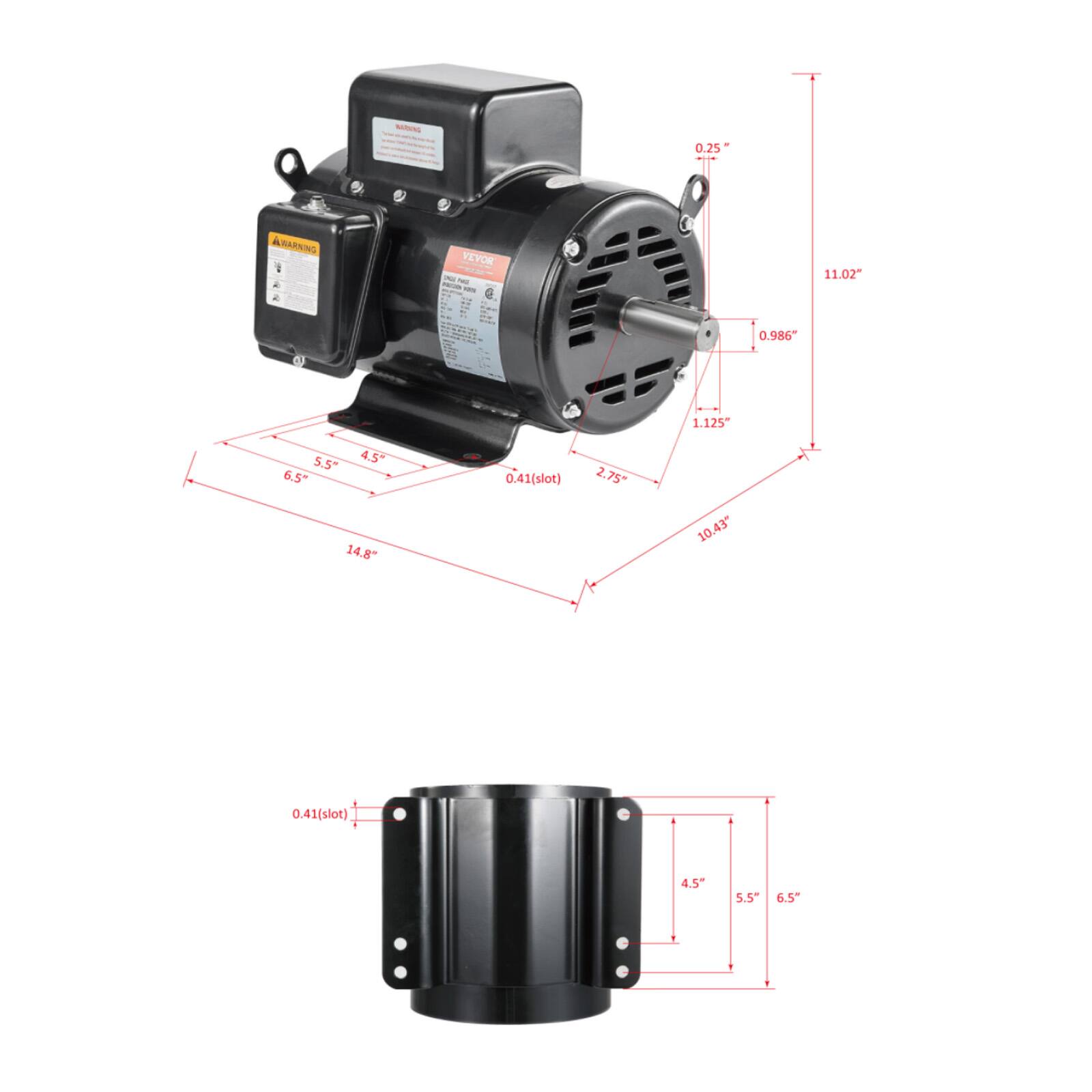 SETUES 0.25 RN FEVO  
- 11.02"  
- 0.986"  
- 1.125"  
- 5.5"  
- 6.5"  
- 4.5"  
- 0.41" (slot)  
- 2.75"  
- 14.8"  
- 10.43"  
- 0.41" (slot)  
- 4.5"  
- 5.5"  
- 6.5"