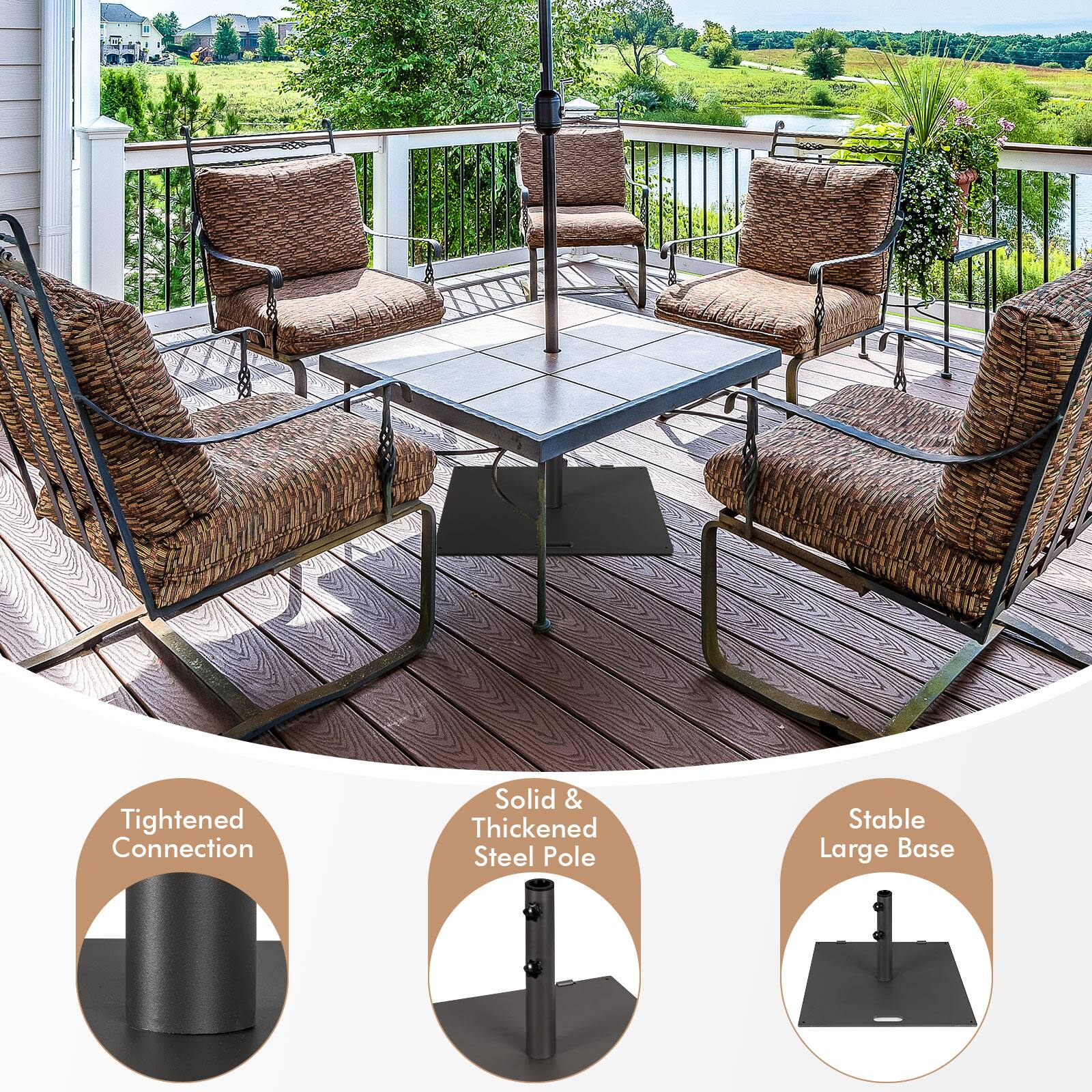 - Tightened Connection
- Solid & Thickened Steel Pole
- Stable Large Base