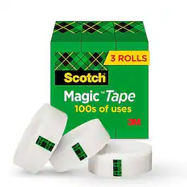 Scotch - Magic Tape Refill, 0.75" x 27.77 yds., 1" Core, 3 Rolls/Pack (810-3PK) - Invisible Clear