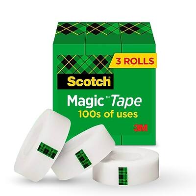 Scotch - Magic Tape Refill, 0.75" x 27.77 yds., 1" Core, 3 Rolls/Pack (810-3PK) - Invisible Clear