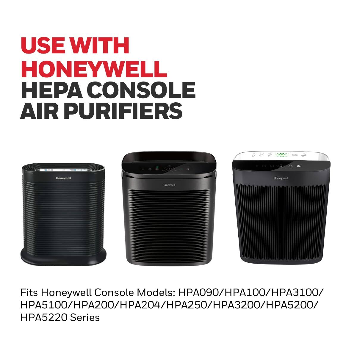 Use with Honeywell PA Console Air Purifiers. Fits Honeywell Console Models: HPA090/HPA100/HPA3100/PA5100/HPA200/HPA204/HPA250/HPA3200/HPA5200/HPA5220 Series.