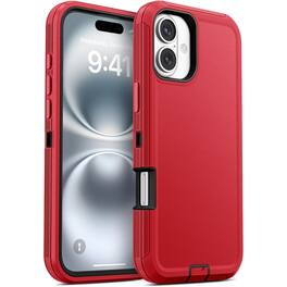 Entronix - Heavy Duty Case for iPhone 16 Plus - Triple-Layer Protection - Red