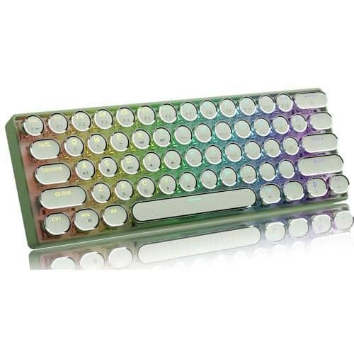 Cozy Serene - Eweadn G61 Typewriter Wireless Mechanical Keyboards 60 Mini With Rainbow Backlit Anti-ghosting Red Bluetooth/hz/usb-c - Green