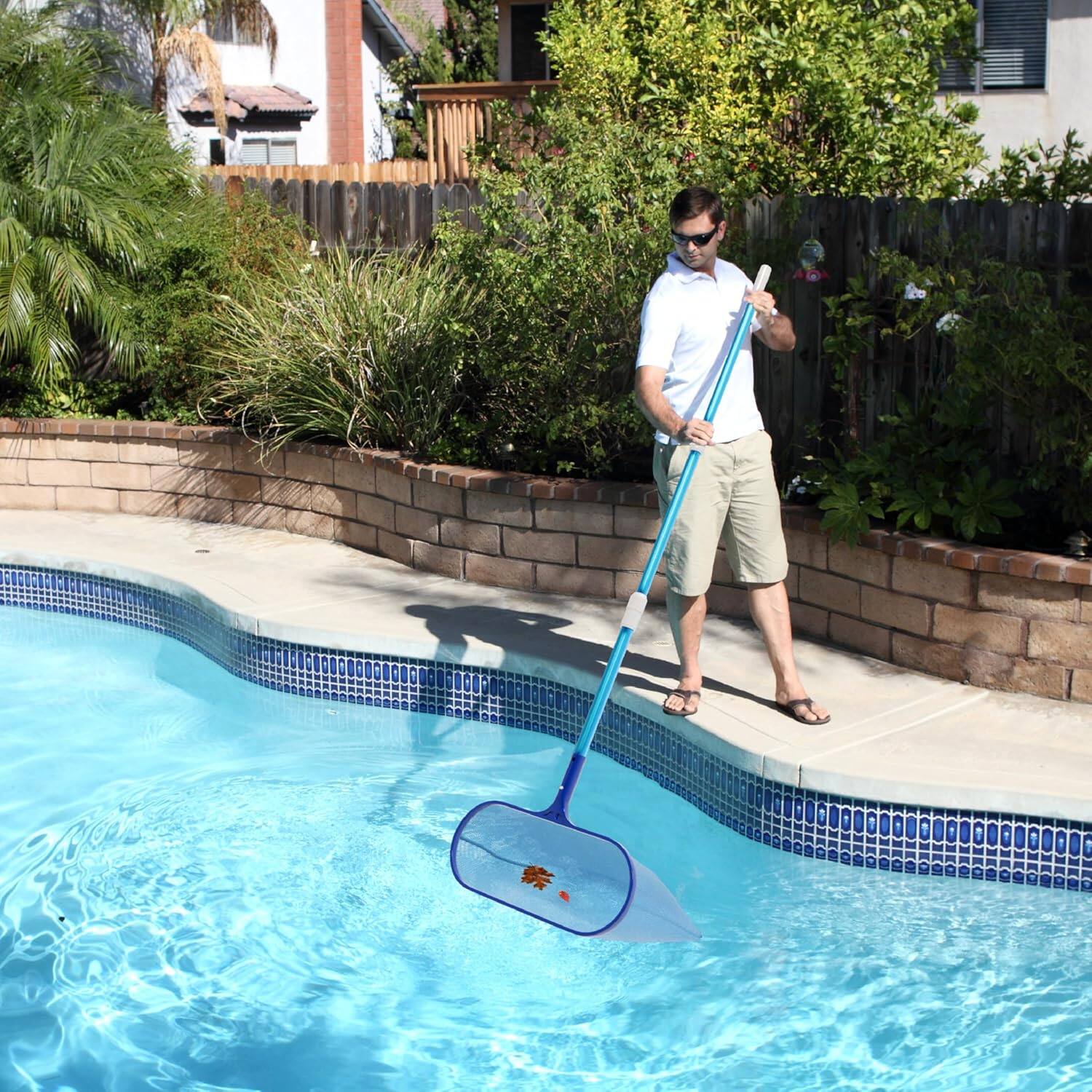 Alt View 6. Winado - 3-in-1 Pool Cleaning Kit w/ Net, Brush, Telescopic Pole, Pool Maintenance Tools for Inground Above Ground Swimming Pools - Light Blue.