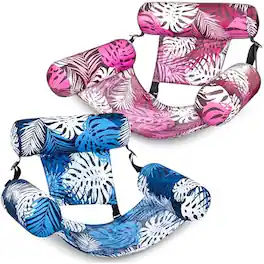 Joyfy - 2 Packs Inflatable Pool Chairs, Inflatable Lounge Pool Float, Tropical Hammock Chair for Summer Party - Pink, Blue - Multicolor