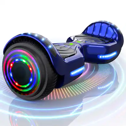 Front. Hover Heart - 6.5" Electric Hoverboard with Bluetooth Speaker, LED Light, Dual 60W Motors, UL2272 Certified Battery, 6.2 MPH Top Speed - Chrome Blue.