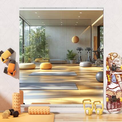 Front. Cedar Assembly - Home Gym Mirror 48'' X 24'' Full Body For Yoga Frameless Tempered Glass Wall Mounted Garage Bedroom Bathroom - 63"x28"-2PCS.