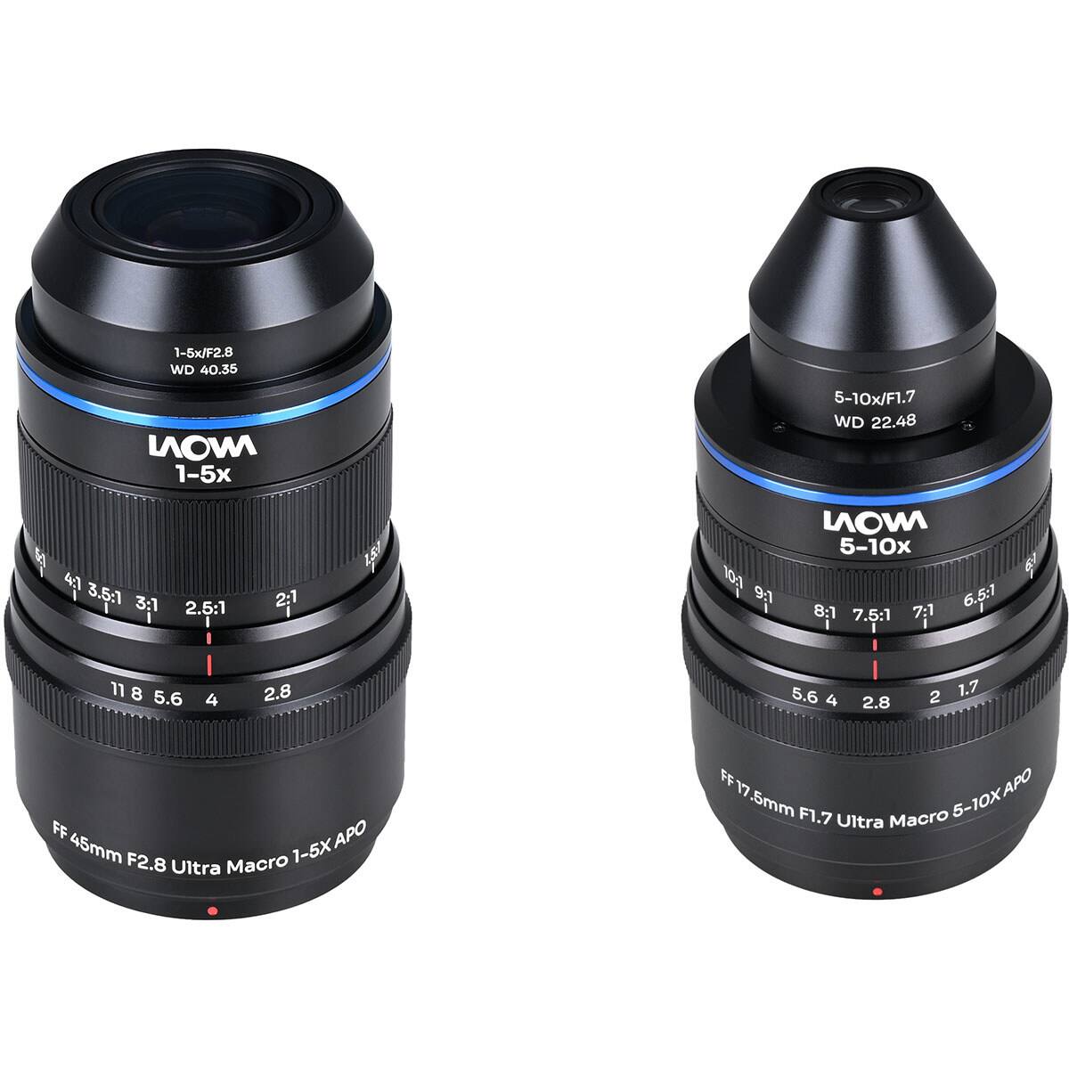1-5x/F2.8 WD 40.35 WON 1-5x  
5-10x/F1.7 WD 22.48  
4:1 3.5:1 3:1 2.5:1 2:1  
NON 5-10x 10:1 9:1 6.5:1 8:1 7.5:1 7:1  
11 8 5.6 4 2.8 2 1.7  
FF APO 45mm F2.8 Ultra Macro 1-5X  
FF1 17 APO 5mm F1.7 Ultra Macro 5-10X