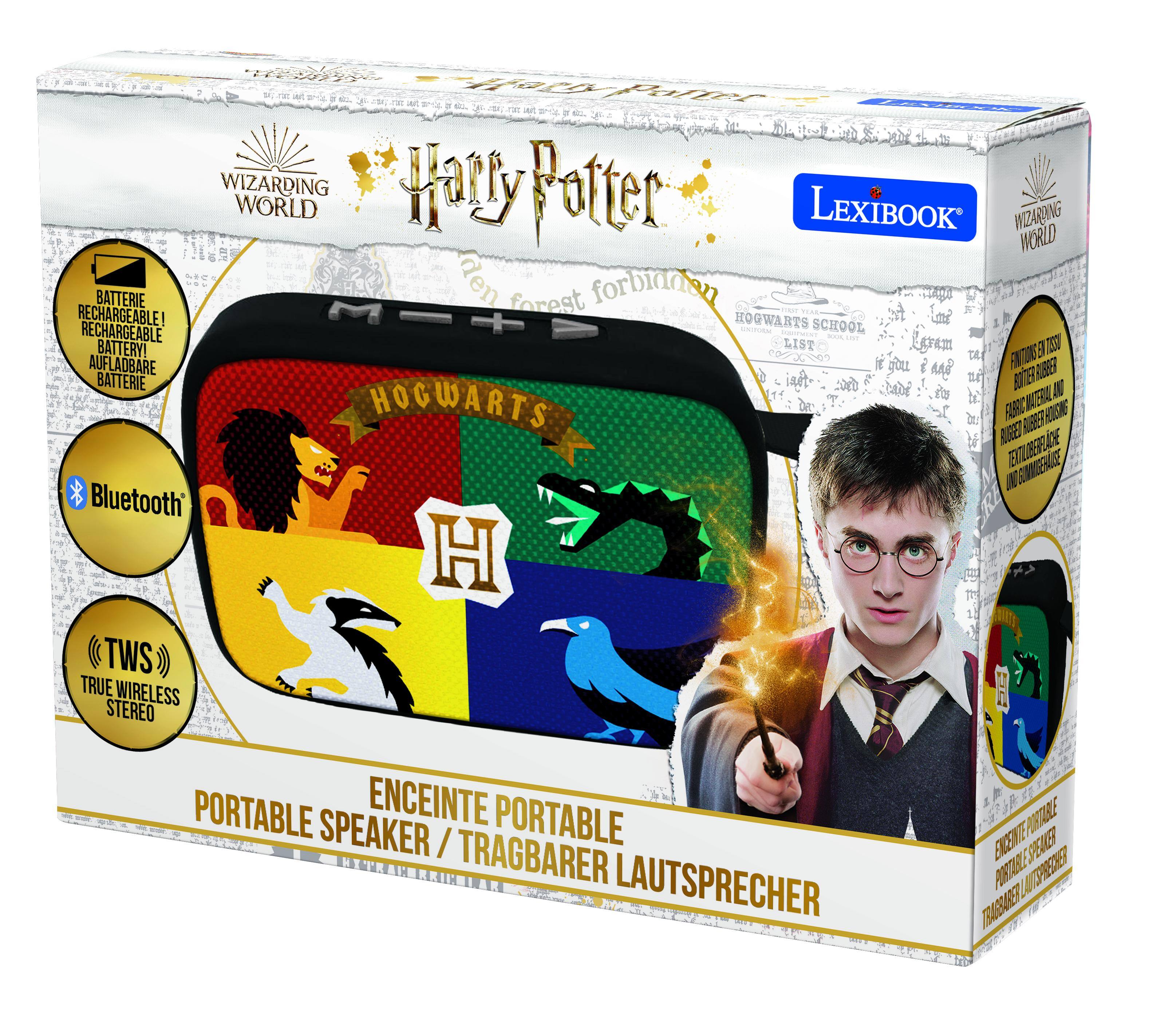 **Harry Potter Wizarding World LexiBook**

- **Rechargeable Battery!** (Batterie Rechargeable! / Batterie Rechargeable! / Batterie Aufladbare! / Baterie Rechargeable! / Baterie Aufladbare!)
- **Bluetooth** (Bluetooth)
- **True Wireless Stereo** (TWS / True Wireless Stereo)
- **Portable Speaker** (Enceinte Portable / Portable Speaker / Tragbarer Lautsprecher)

**Hogwarts School List** (Hogwarts School List)

**Hogwarts Crest** (Hogwarts Crest)