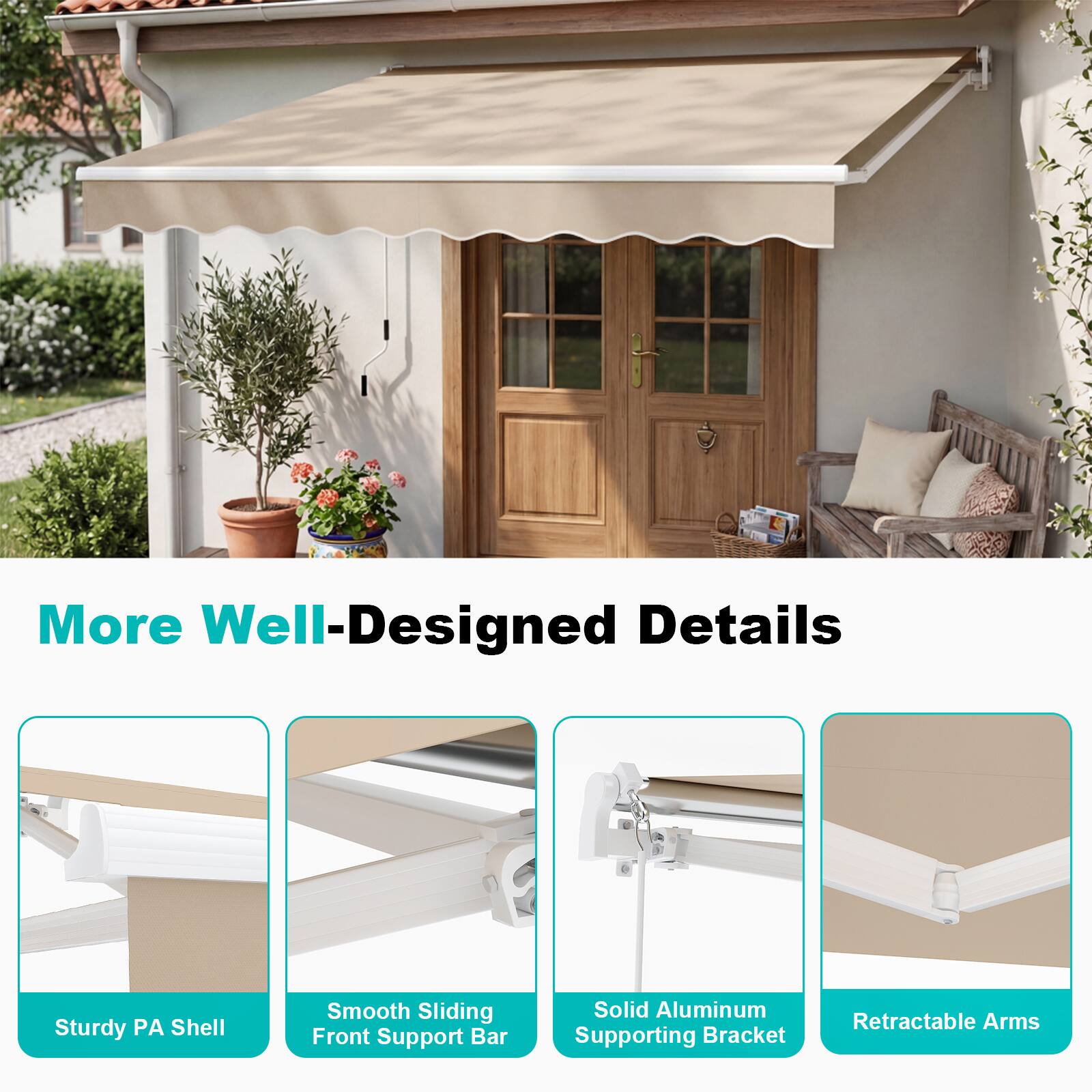 More Well-Designed Details

Sturdy PA Shell

Smooth Sliding Front Support Bar

Solid Aluminum Supporting Bracket

Retractable Arms