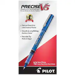 Pilot - Precise V5 Rollerball Pens, Extra Fine Point, Ink, Dozen - Blue