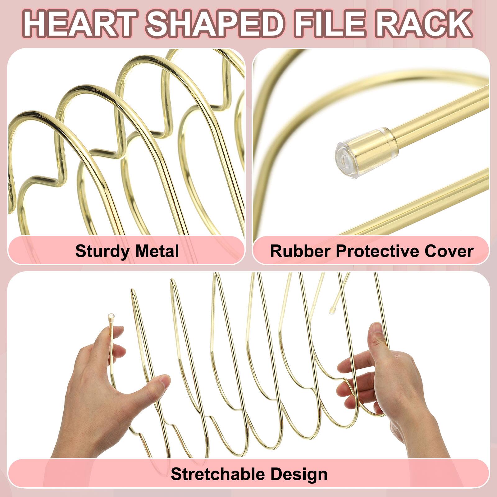 HEART SHAPED FILE RACK

- Sturdy Metal
- Rubber Protective Cover
- Stretchable Design