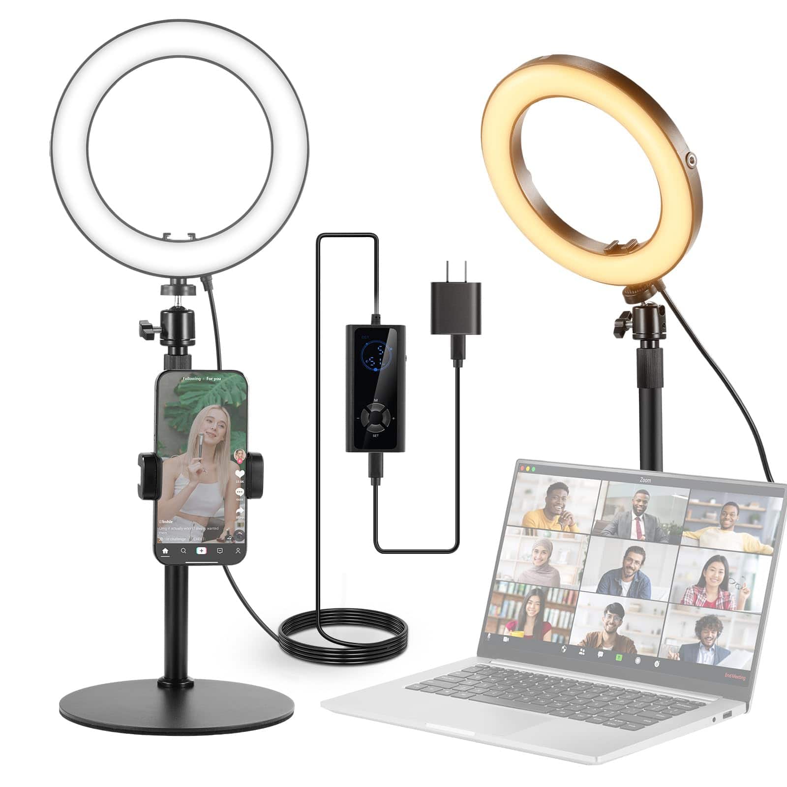 Neewer - 8" Desk Ring Light Kit - 18W High Power LED with Stand & Phone Holder for Zoom & Streaming
