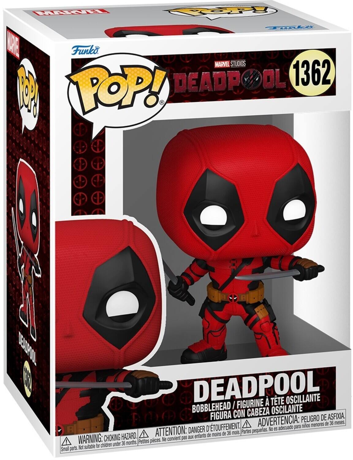 MARVEL STUDIOS DEADPOOL 1362 M POP! R DEADPOOL FIGURINE TTE OSCILANTE BOBBLEHEAD I OSCILANTE FIGURA CON CABEZA ASFIXIA ADVERTENCIA: PELIGRO DE menores de 36 meses D'TOUFFEMENT. adecuado para nios ATTENTION: DANGER D Partes pequerias. No es de moins de 36 mois. WARNING: CHOKING HAZARD. convient pas aux enfants Petites pieces. Ne children under 36 months, Not suitable for Small parts.