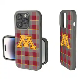 Keyscaper - NCAA - Minnesota Golden Gophers Plaid Soft Touch iPhone Case - 14 - Gray