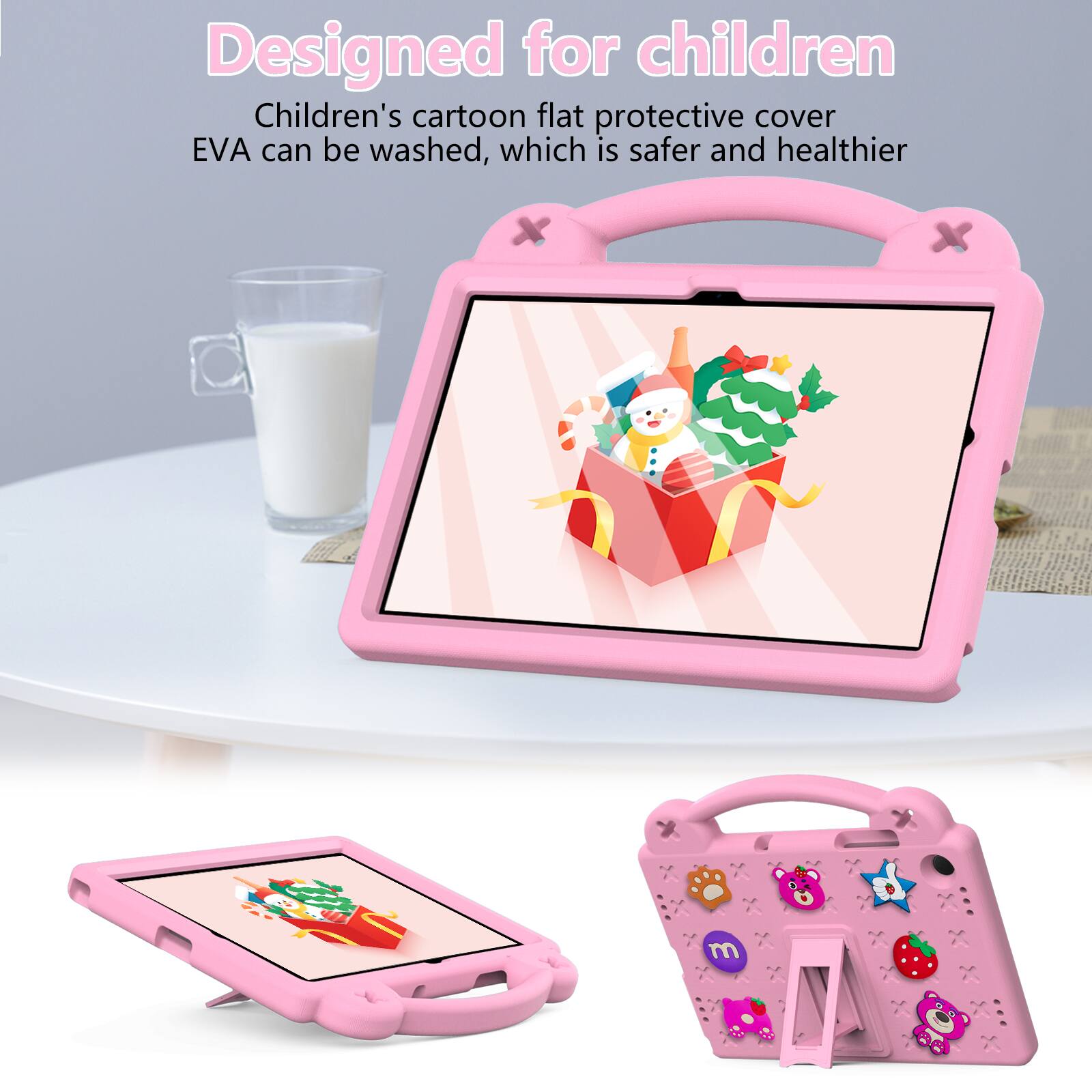 Designed for children  
Children's cartoon flat protective cover EVA can be washed, which is safer and healthier
