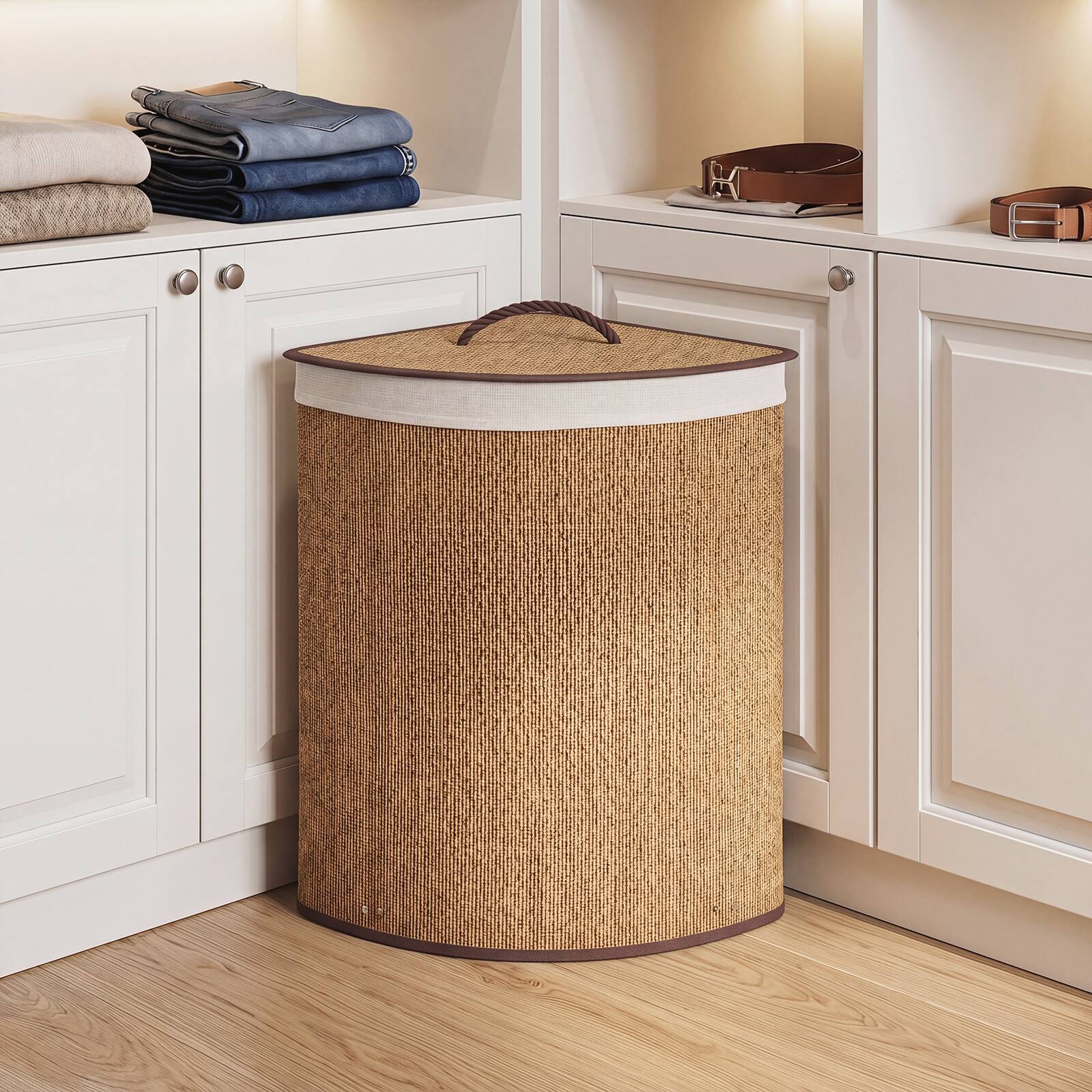 Alt View 3. Costway - Costway 15 Gal Capacity Clothes Hamper Bamboo Laundry Hamper with Removable Liner - Brown.