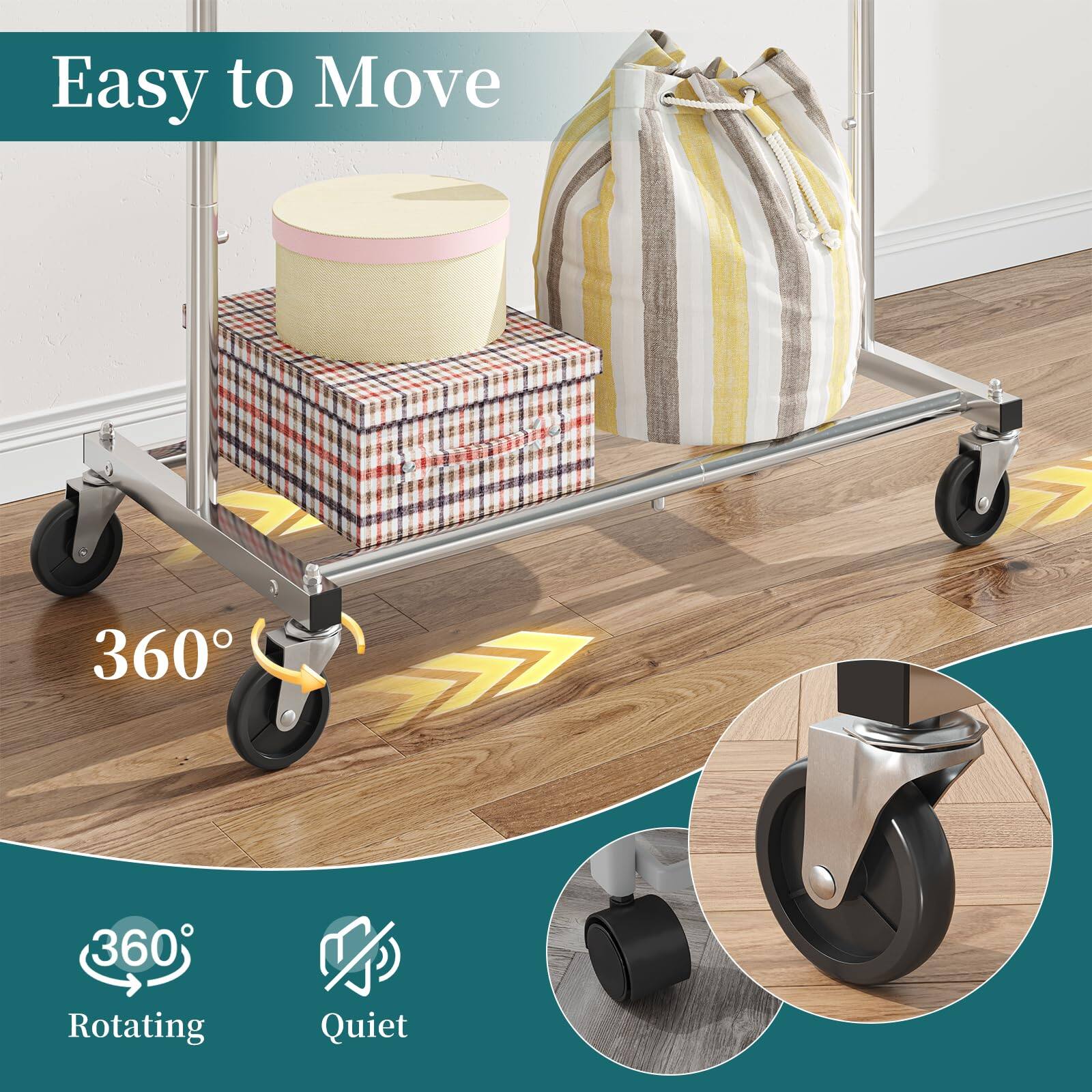 Easy to Move

360°

360° Rotating

Quiet