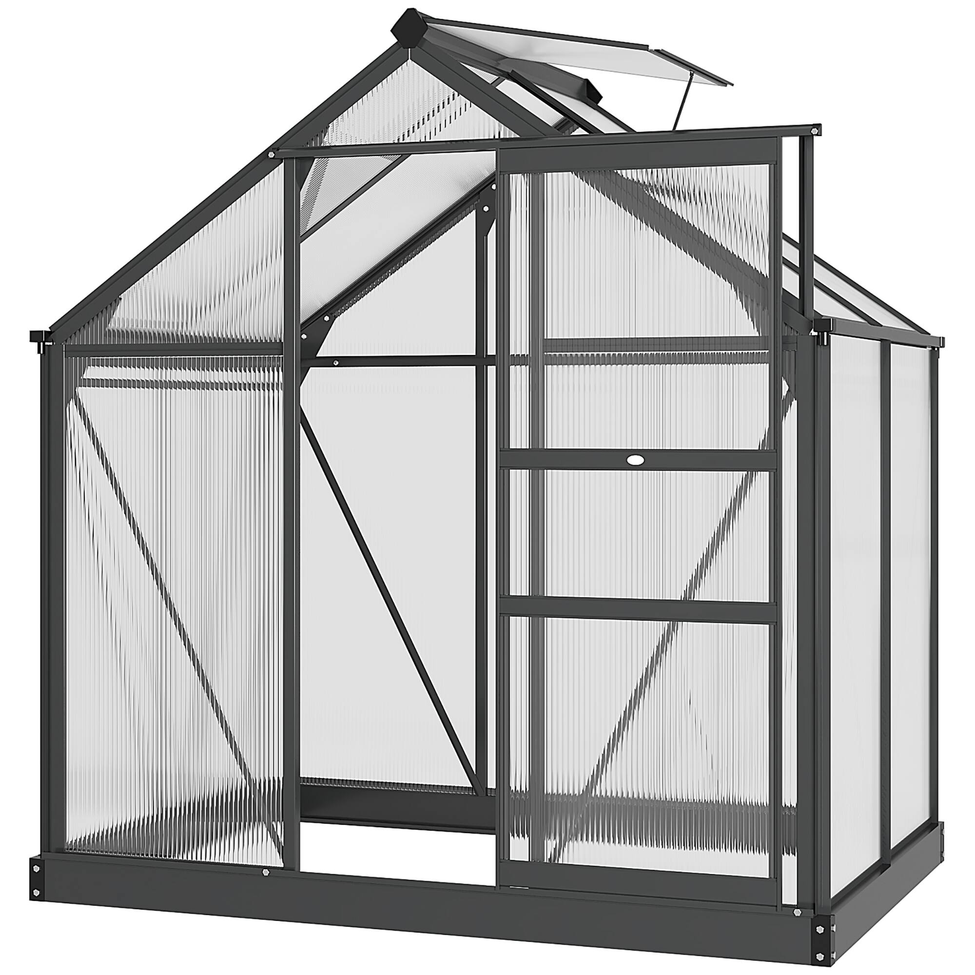 Outsunny - 6' x 4' Greenhouse for Outdoors, Polycarbonate Greenhouse with Rain Gutter and Roof Vent, Aluminum Walk-in Green House price history on PriceWatchPro