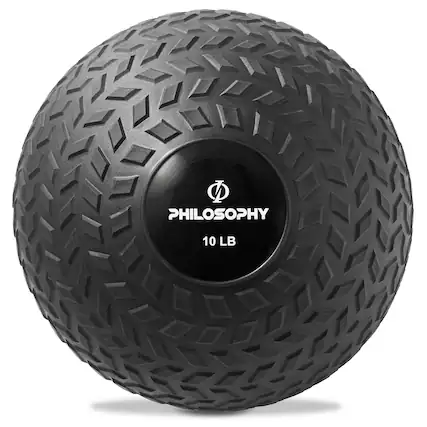 Front. Philosophy Gym - Slam Ball - Weighted Medicine Ball with Easy Grip Tread - Black.