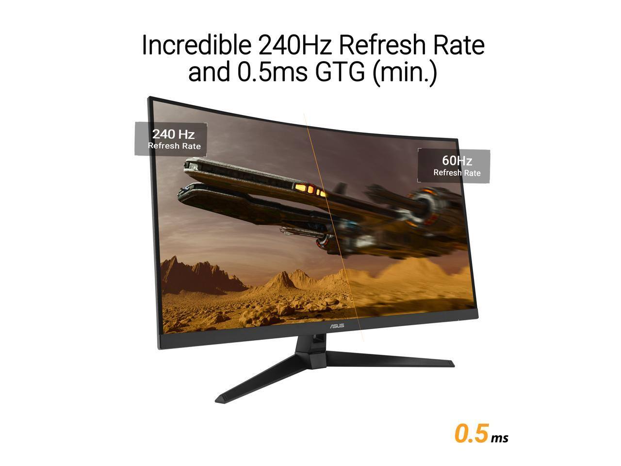 Incredible 240Hz Refresh Rate and 0.5ms GTG (min.)  
240 Hz Refresh Rate  
60Hz Refresh Rate  
0.5 ms