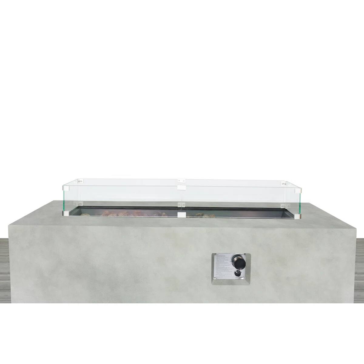 Angle. APRILSOUL - Rectangular Concrete Propane Fire Pit Table with Fiber Reinforcement.