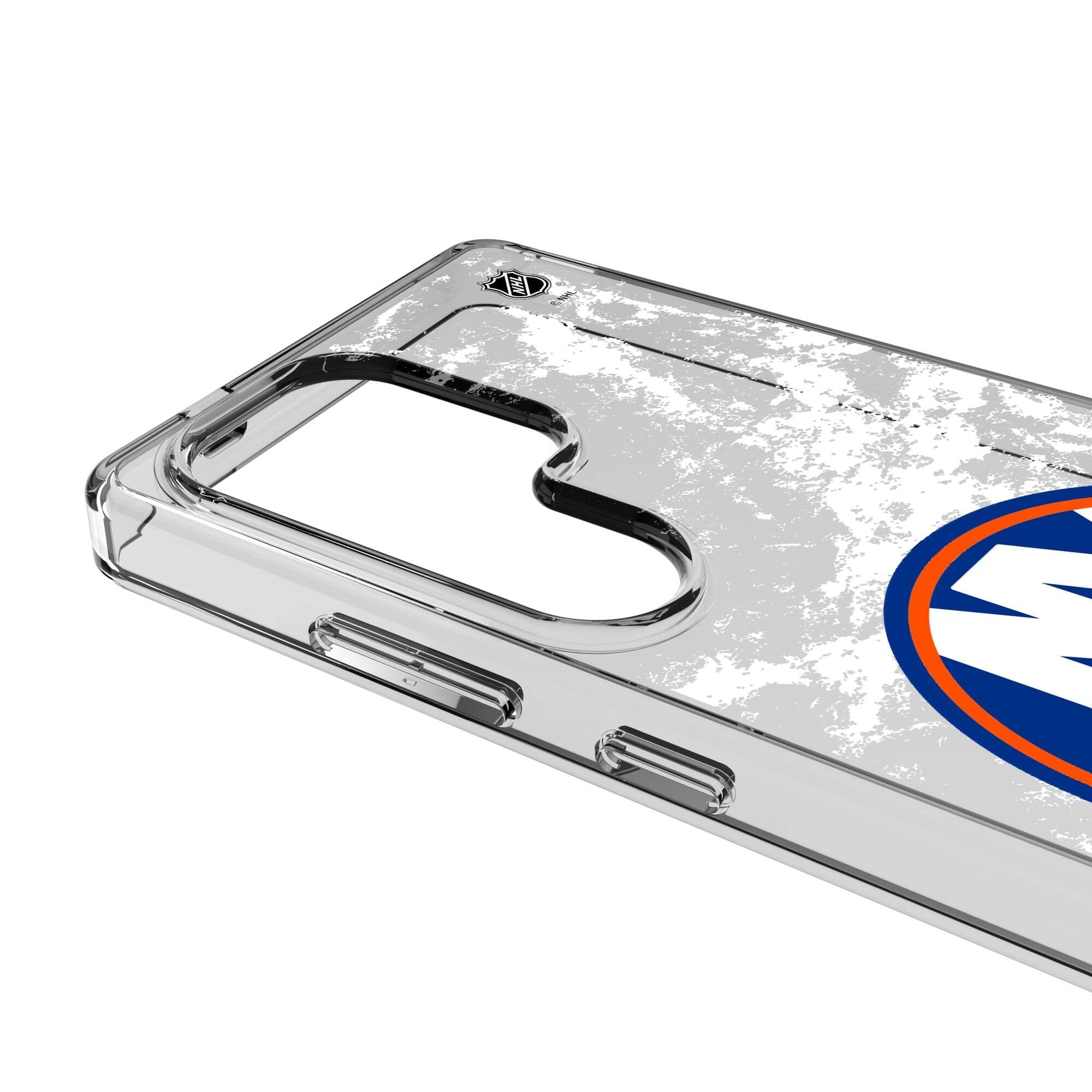 Alt View 2. Keyscaper - New York Islanders Galaxy Stripe Clear Ice Case - S23 - Multicolor.