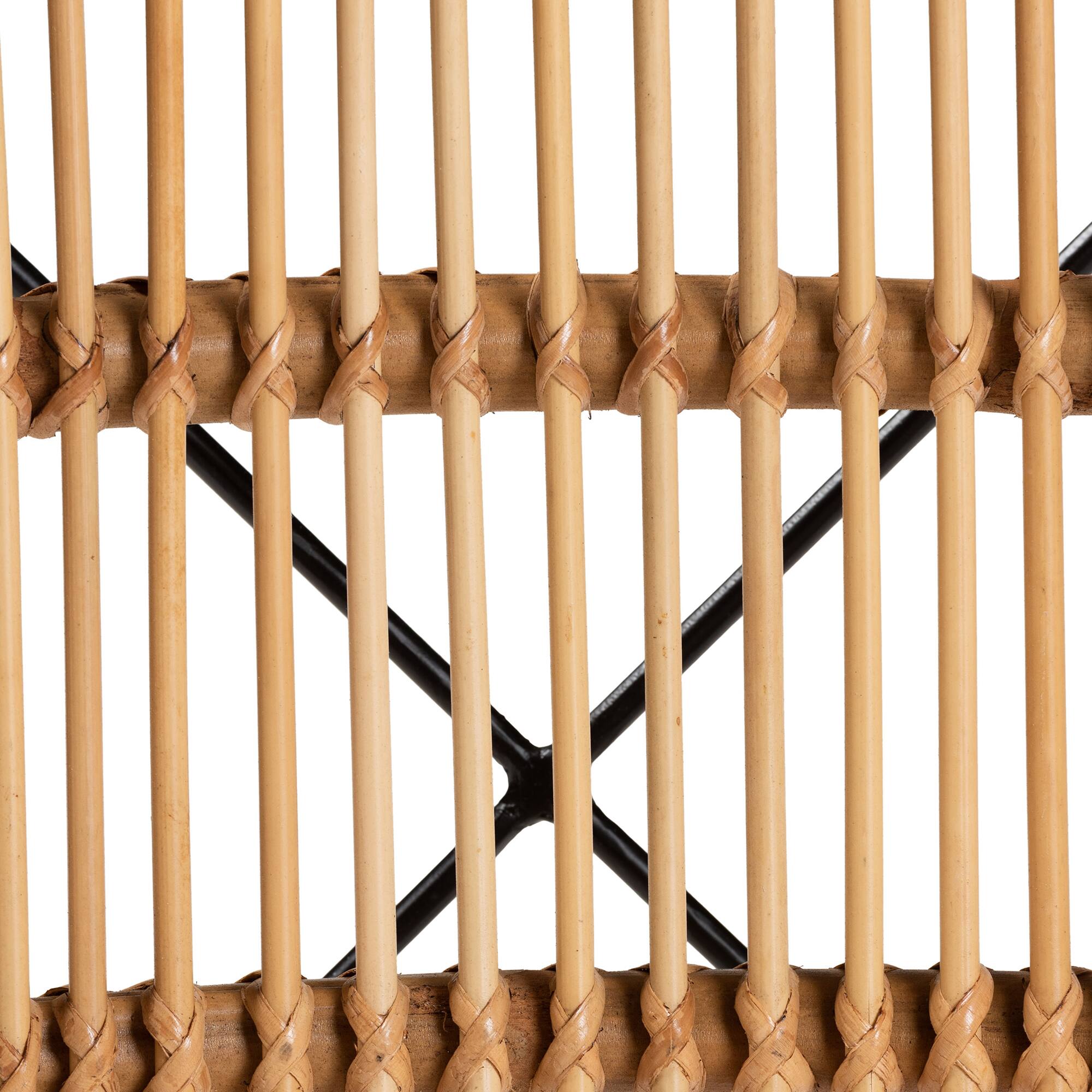 Alt View 2. bali & pari - Pro Modern Bohemian Rattan and Metal 2-Piece Dining Chair Set - Natural Brown/Black.