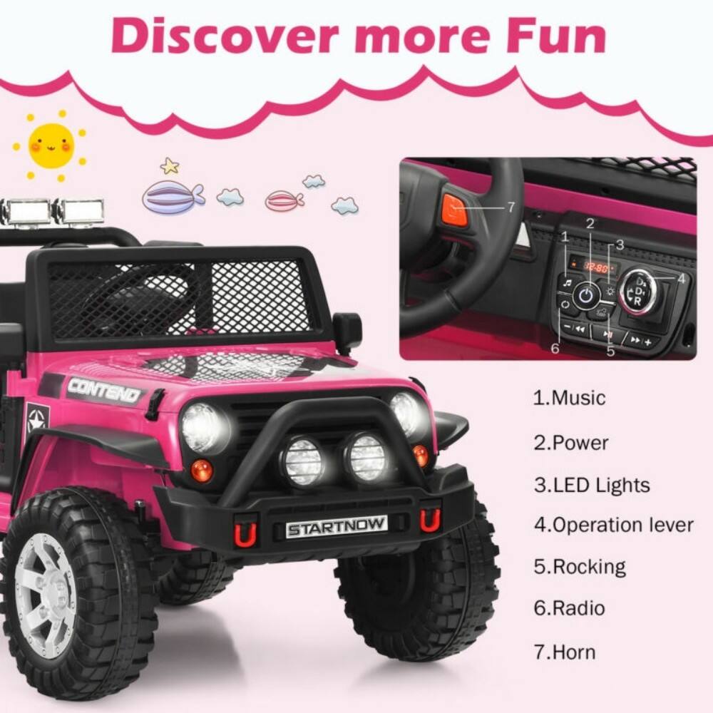 Discover more Fun

1. Music  
2. Power  
3. LED Lights  
4. Operation lever  
5. Rocking  
6. Radio  
7. Horn