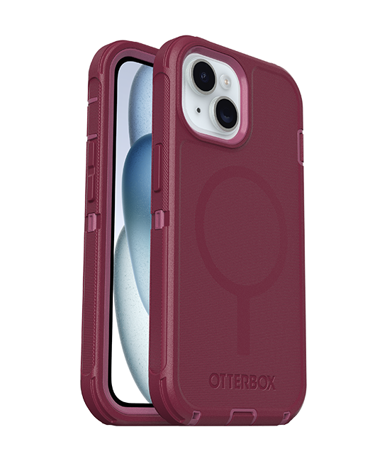 Angle. OtterBox - OtterBox Defender Pro Series Dark Pink Case with MagSafe - iPhone 15/14/13 - Dark Pink.