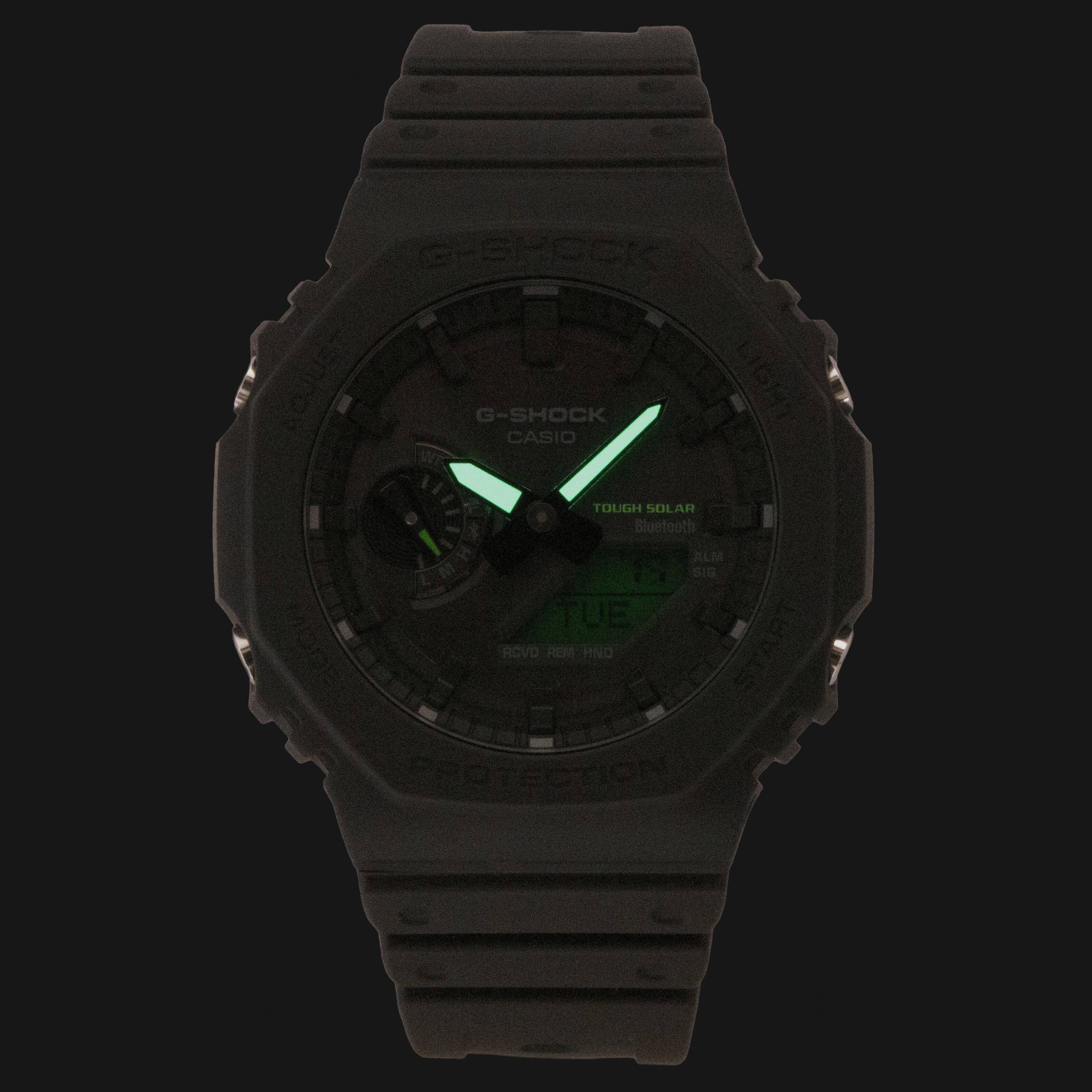 G-SHOCK  
G-SHOCK CASIO  
TOUGH SOLAR Bluetooth  
TUE ROVD REM HND  
ALM SIG  
PROTECTION