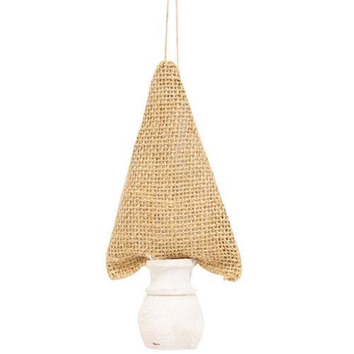 Front. BreeBe - *Burlap Christmas Tree Ornament 6" - Brown.