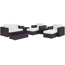 Modway - Convene 8-Piece Outdoor Patio Sectional Sofa Set - Espresso White
