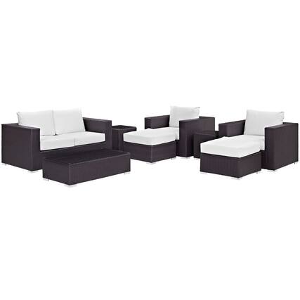 Front. Modway - Convene 8-Piece Outdoor Patio Sectional Sofa Set - Espresso White.