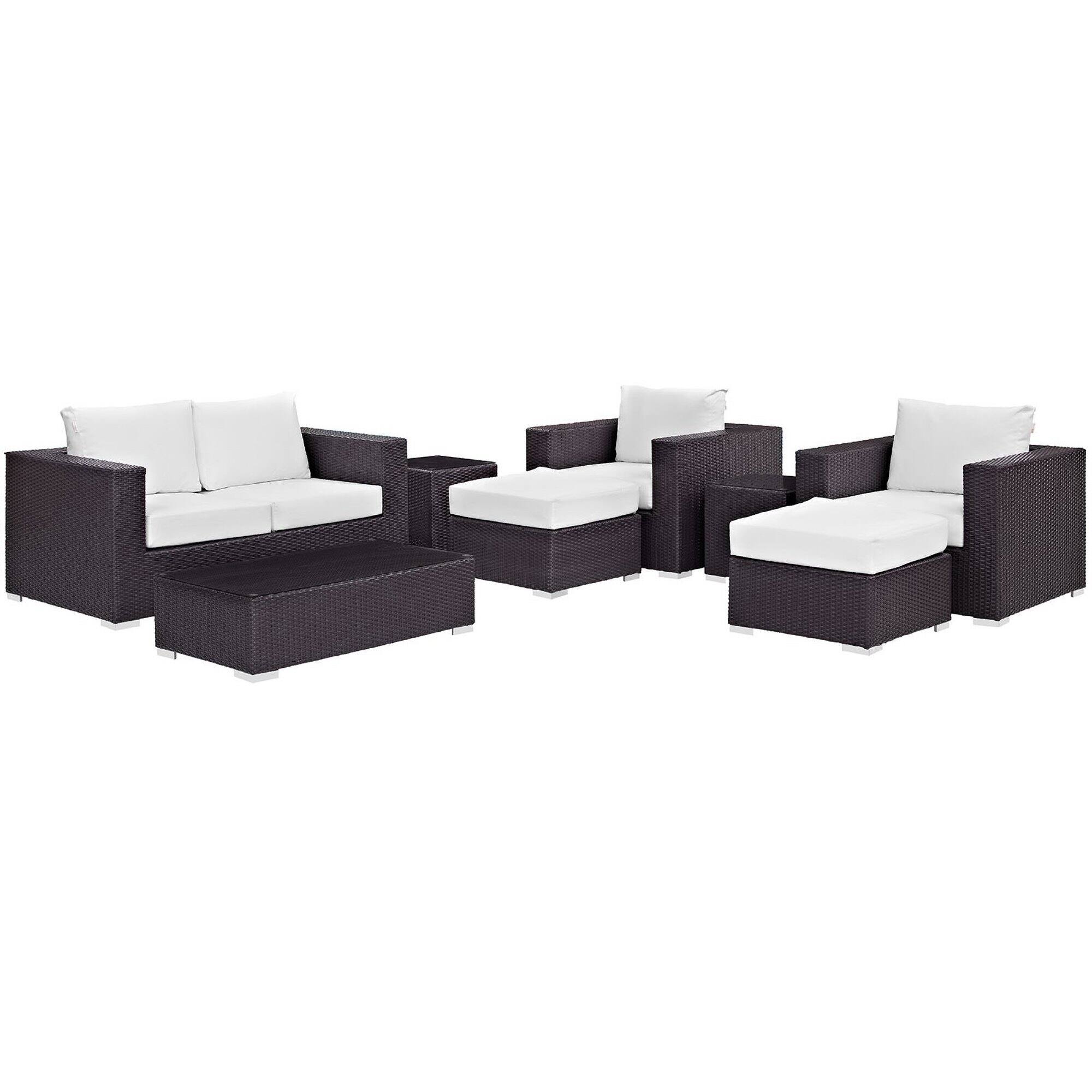 Front. Modway - Convene 8-Piece Outdoor Patio Sectional Sofa Set - Espresso White.