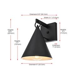 Elegant Lighting - Hendrix 8 Inch Outdoor Wall Sconce In - Black