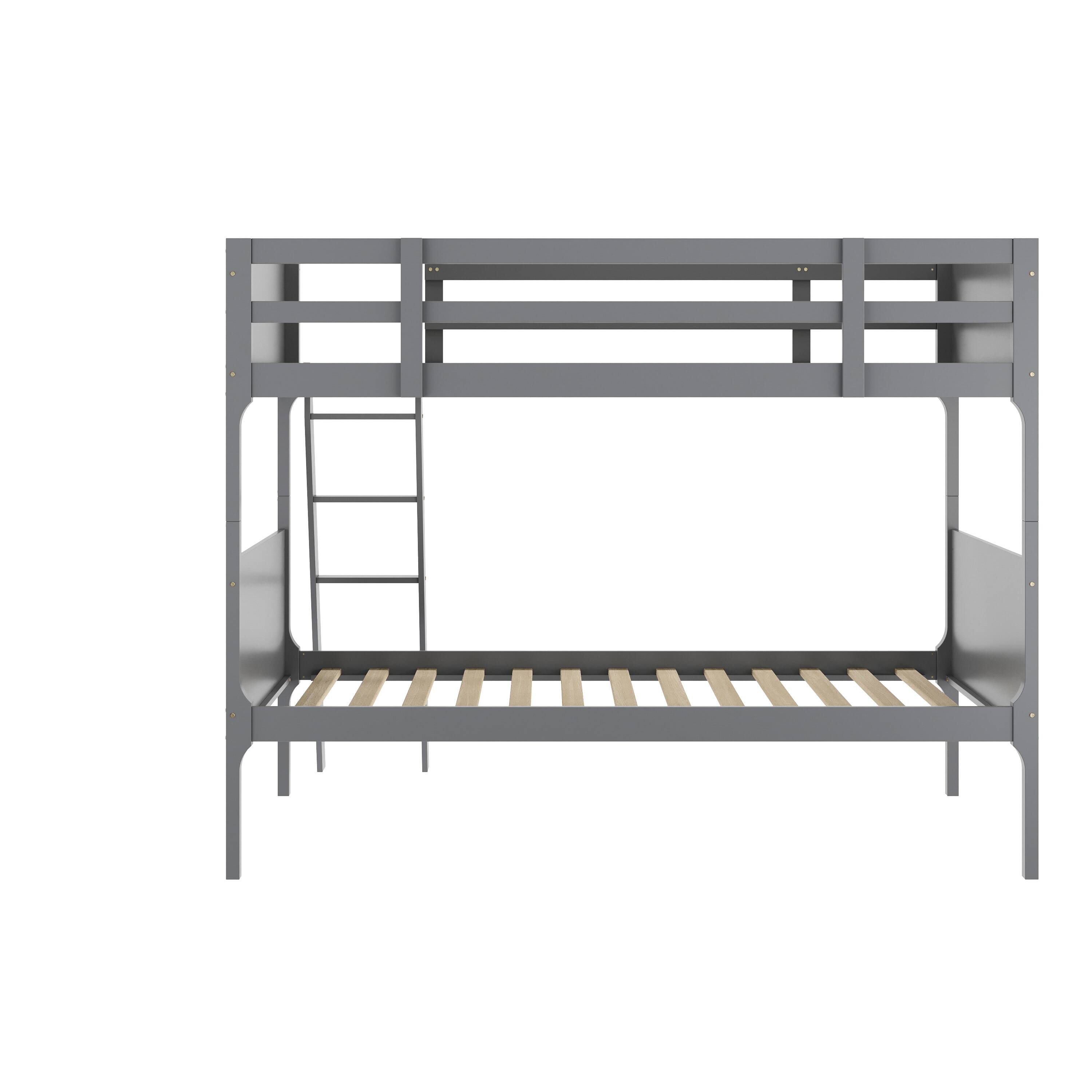 Alt View 7. Emma + Oliver - Samuel Kids Bunk Bed with Convertible, Solid Wood Slatted Frame and Easy-to-Climb Ladder with No Box Spring Required - Gray.