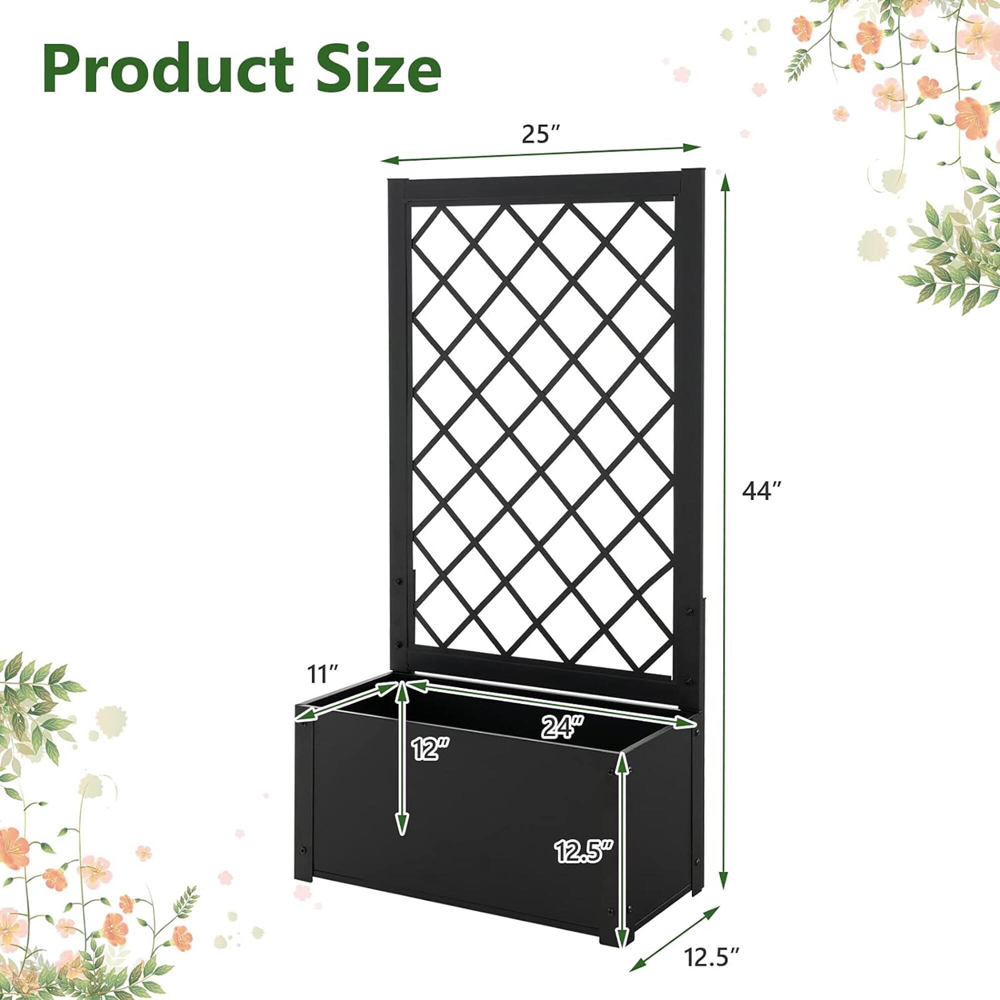 Product Size

- Height: 44"
- Width: 25"
- Depth: 11"
- Base: 24" x 12"
- Side Panels: 12.5" x 12.5"