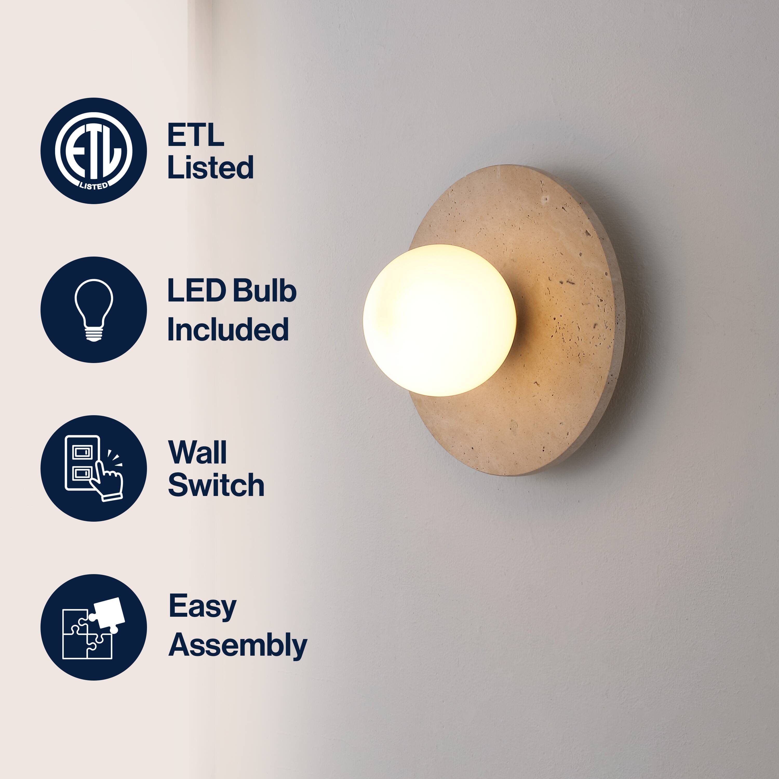 ETL Listed  
LED Bulb Included  
Wall Switch  
Easy Assembly