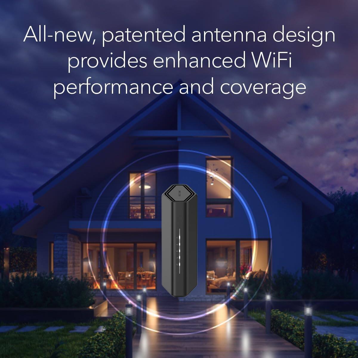 All-new, patented antenna design provides enhanced WiFi performance and coverage