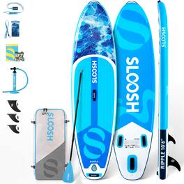Joyfy - 10.6'' Inflatable Stand Up Paddle Board SUP with Premium Accessories, Non-Slip EVA Deck, Bag for Youth & Adults - Blue