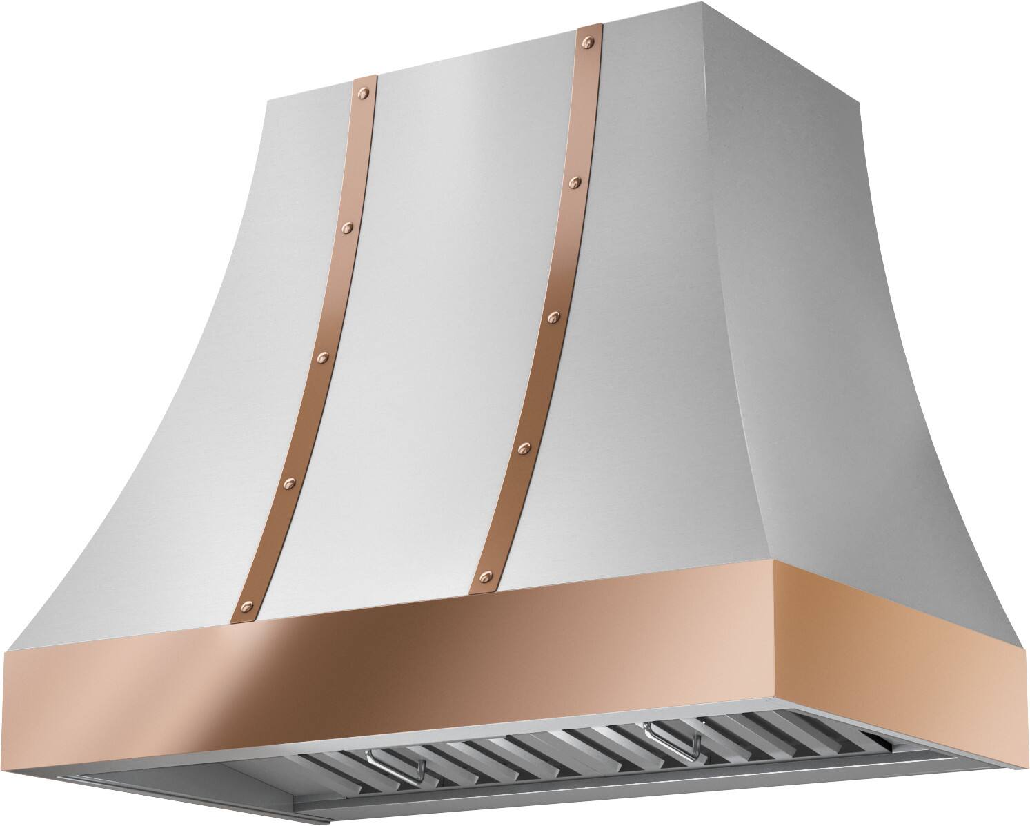 Angle. Zephyr - Banding Kit Trim for Zephyr Alto CHAL36ASX Range Hood - Polished Copper.