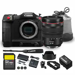 Canon - EOS C70 Cinema Camera Kit | 4K Super 35mm Sensor with RF 24-105mm f/4 Lens | More - Black