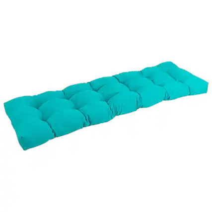 Front. Blazing Needles - 55-inch by 19-inch Tufted Solid Twill Bench Cushion - Blue.