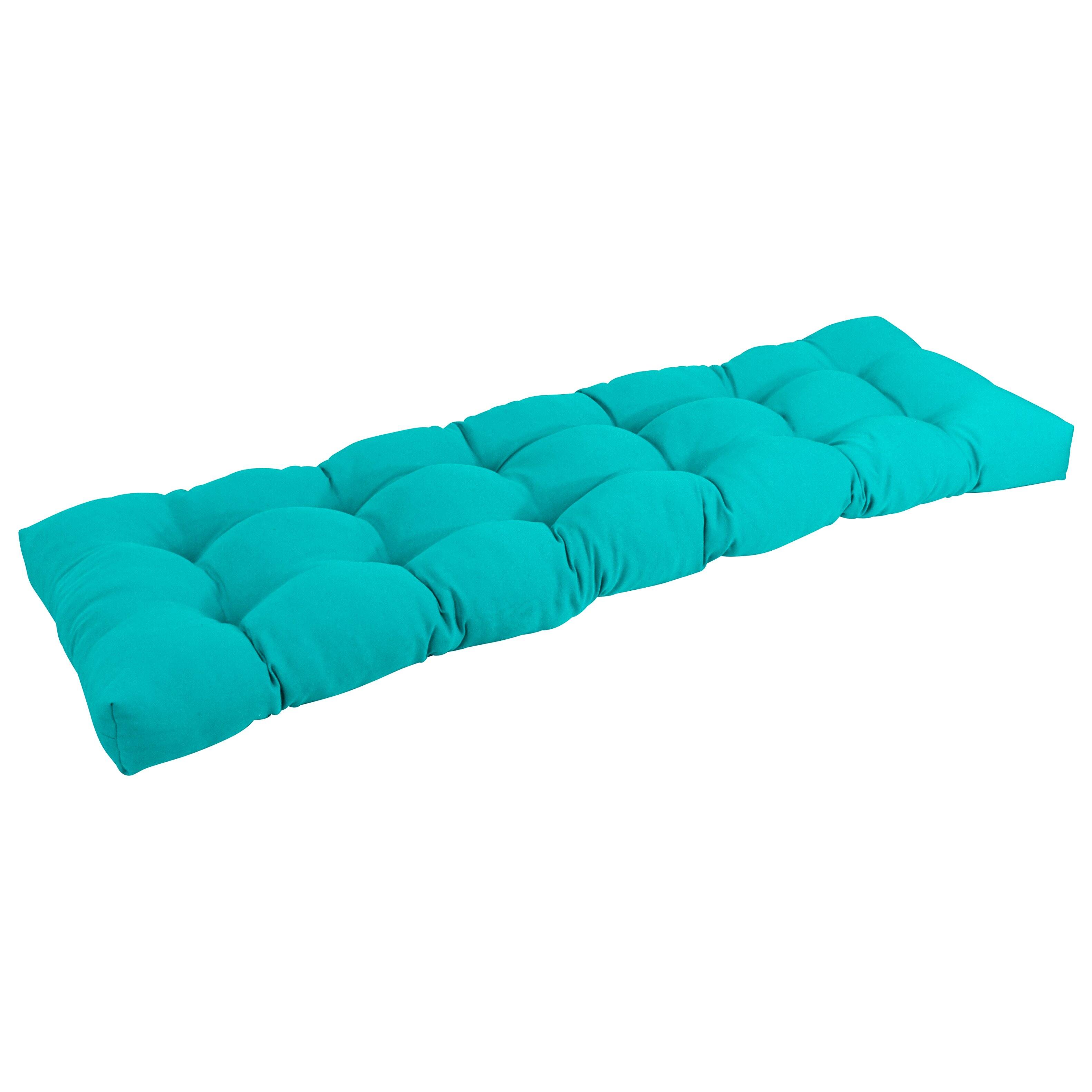 Front. Blazing Needles - 55-inch by 19-inch Tufted Solid Twill Bench Cushion - Blue.